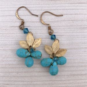 ❤️ Gold turquoise beaded drop earrings